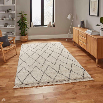 Boho 8280 Modern Moroccan Berber Soft Plush Shaggy Cream/Grey Rug-Think Rugs-Rug Love - The Most Loved Rug Store